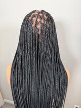 34” Glueless Full Lace Knotless Braided Wig – Natural Black