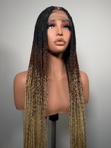 34” Glueless Full Lace Knotless Braided Wig – Ombré