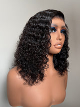 12” Brazilian Deep Wave Wig-5x5 Transparent Lace, Glueless, Pre-Plucked