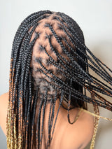 34” Glueless Full Lace Knotless Braided Wig – Ombré