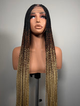 34” Glueless Full Lace Knotless Braided Wig – Ombré