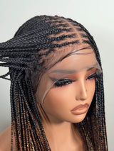 34” Glueless Full Lace Knotless Braided Wig – Ombré