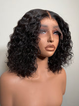12” Brazilian Deep Wave Soft Blunt Wig-5x5 hd Lace, Glueless, Pre-Plucked