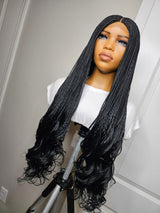 36” Curly Tip Single Braids Closure Wig