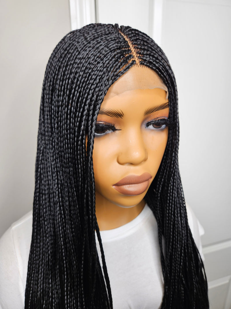 36” Curly Tip Single Braids Closure Wig