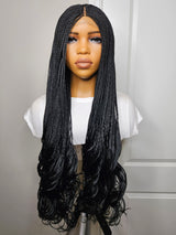 36” Curly Tip Single Braids Closure Wig