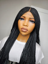 36” Curly Tip Single Braids Closure Wig