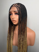 34” Glueless Full Lace Knotless Braided Wig – Ombré