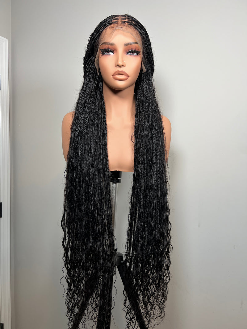 38” Glueless Goddess Braided Wig – Black 13x6 Frontal