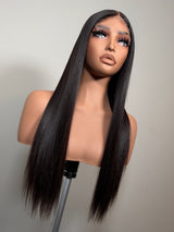 18” Black Chinese Straight Wig – HD Lace, Glueless, Pre-Plucked