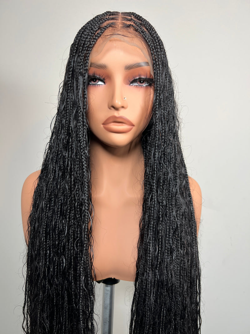 38” Glueless Goddess Braided Wig – Black 13x6 Frontal