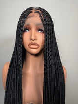 34” Glueless Full Lace Knotless Braided Wig – Natural Black