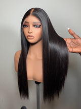 18” Black Chinese Straight Wig – HD Lace, Glueless, Pre-Plucked