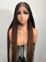 34” Glueless Knotless Braided Wig – Brown Ombre 13x6 Frontal