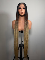 34” Glueless Full Lace Knotless Braided Wig – Ombré