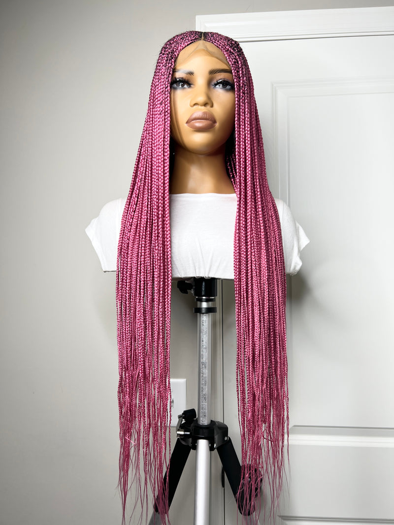 36" "Tej" Middle Part Corn Row Lace Closure Wig