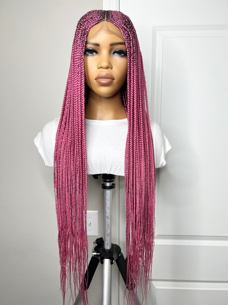 36" "Tej" Middle Part Corn Row Lace Closure Wig