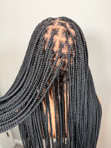 34” Glueless Full Lace Knotless Braided Wig – Natural Black