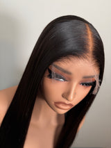 18” Black Chinese Straight Wig – HD Lace, Glueless, Pre-Plucked