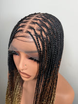 34” Glueless Full Lace Knotless Braided Wig – Ombré