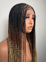 34” Glueless Full Lace Knotless Braided Wig – Ombré