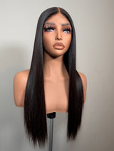 18” Black Chinese Straight Wig – HD Lace, Glueless, Pre-Plucked
