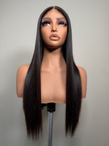 18” Black Chinese Straight Wig – HD Lace, Glueless, Pre-Plucked