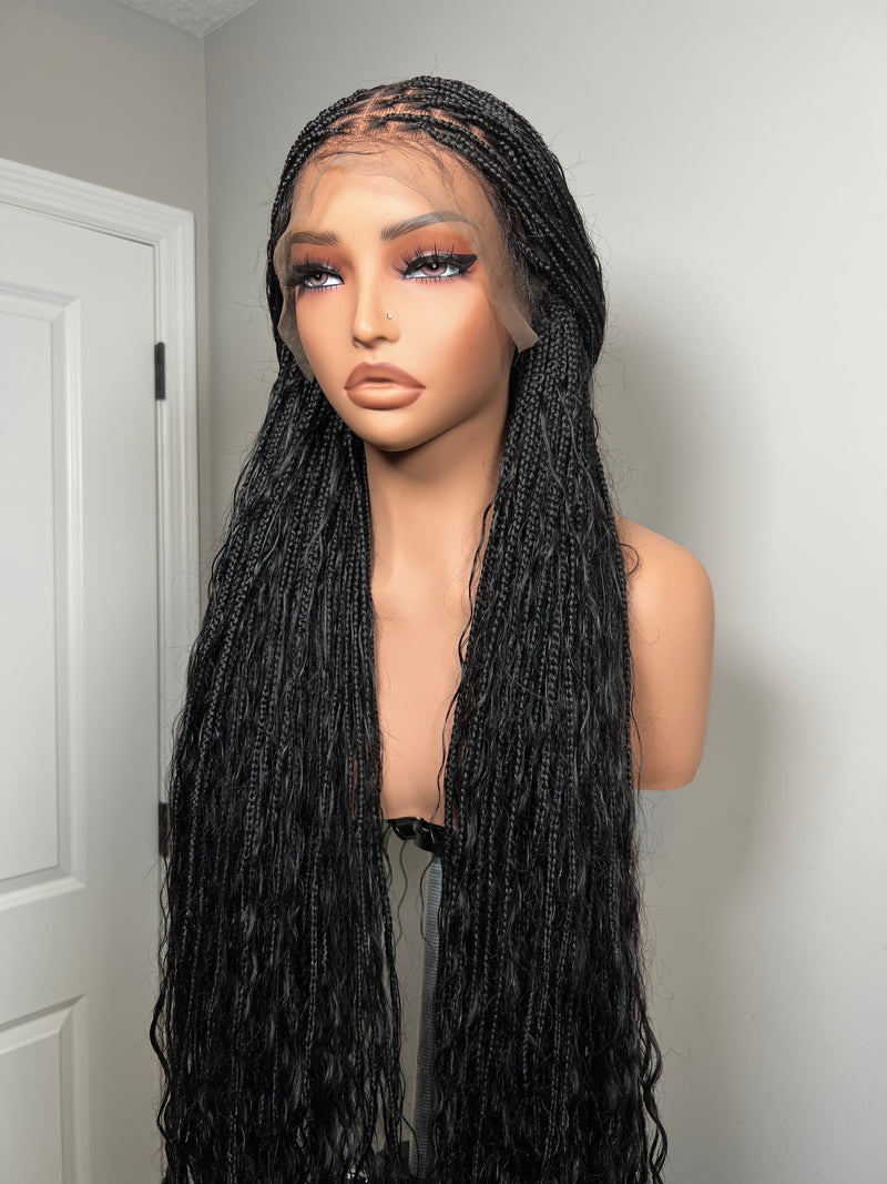38” Glueless Goddess Braided Wig – Black 13x6 Frontal