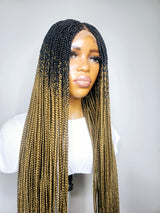 36" Middle Part Ombre Knotless Braid Lace Closure Wig