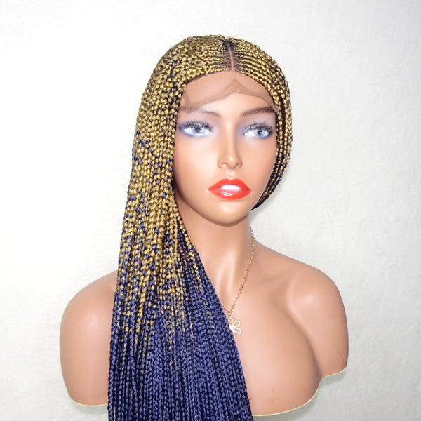 36” “Tej” Lace Closure Cornrow Braids/Blue Ombré