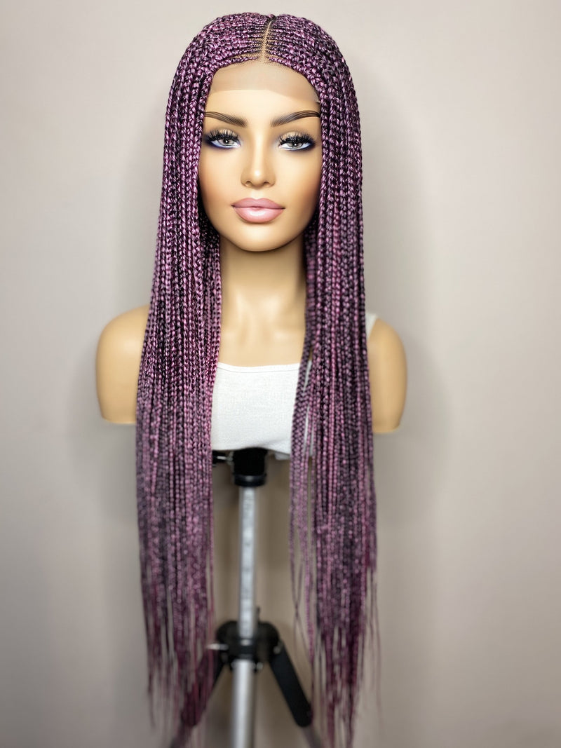 34" "Tej" Middle Part Corn Row Lace Closure Wig