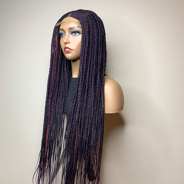 34" "Tej" Middle Part Corn Row Lace Closure Wig