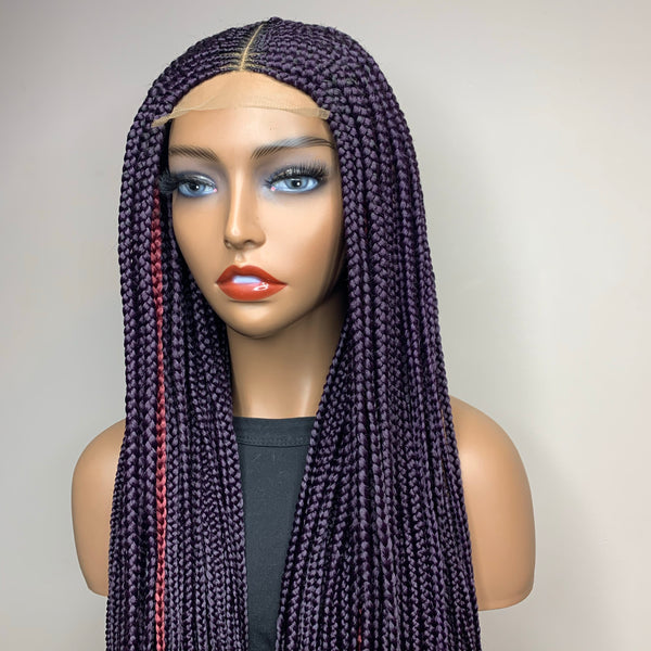 34" "Tej" Middle Part Corn Row Lace Closure Wig