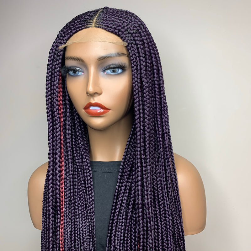 34" "Tej" Middle Part Corn Row Lace Closure Wig