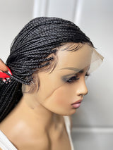 36” Curly Tip Single Braids Frontal Wig