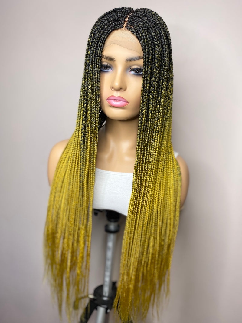 32" Middle Part Single Braid Lace Closure Wig