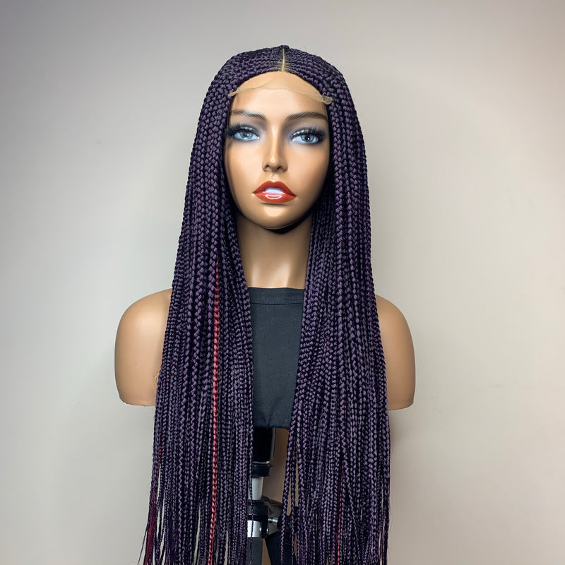 34" "Tej" Middle Part Corn Row Lace Closure Wig