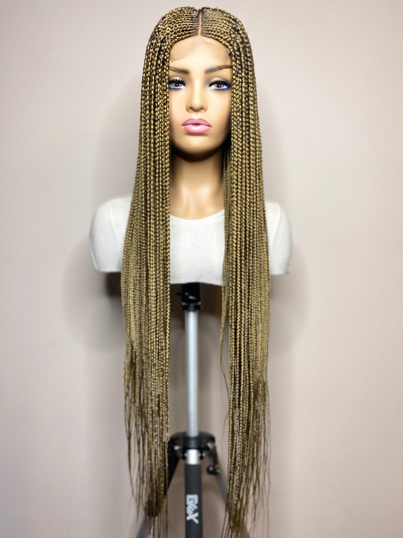 “Tej" Middle Part Corn Row Lace Closure Wig