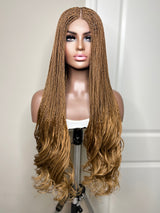 36” Curly Tip Single Braids Closure Wig