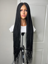 36” Middle Part Knotless Braid Lace Closure Wig