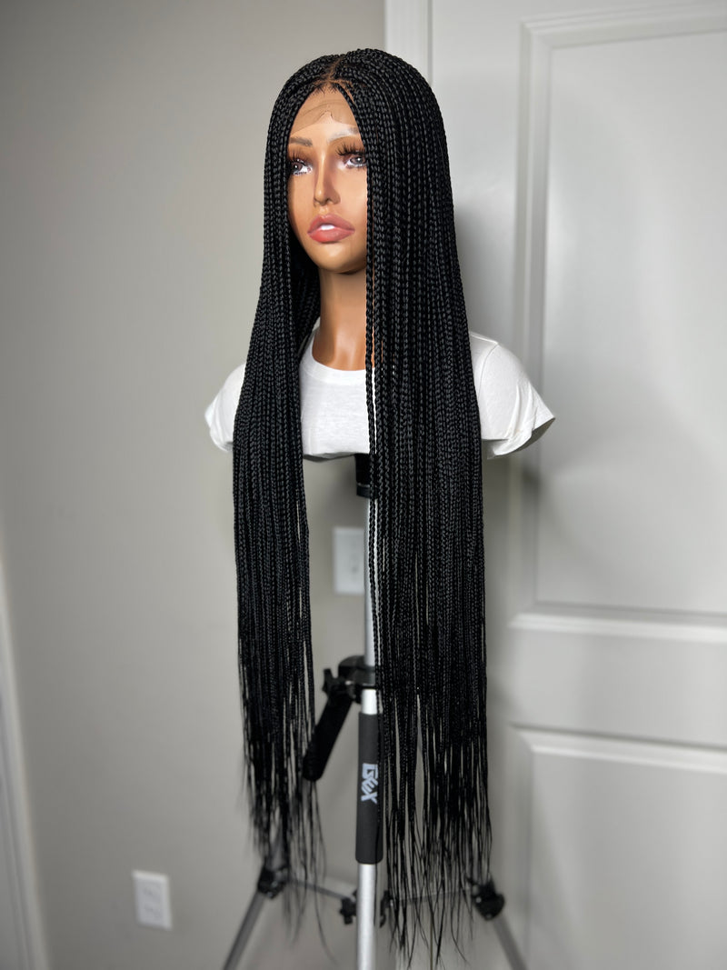 36” Middle Part Knotless Braid Lace Closure Wig