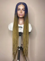 36" "Tej" Middle Part Corn Row Lace Closure Wig