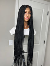 36” Middle Part Knotless Braid Lace Closure Wig