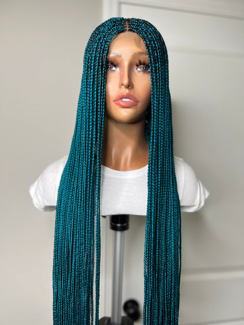 46” Middle Part Single Braid Lace Closure Wig