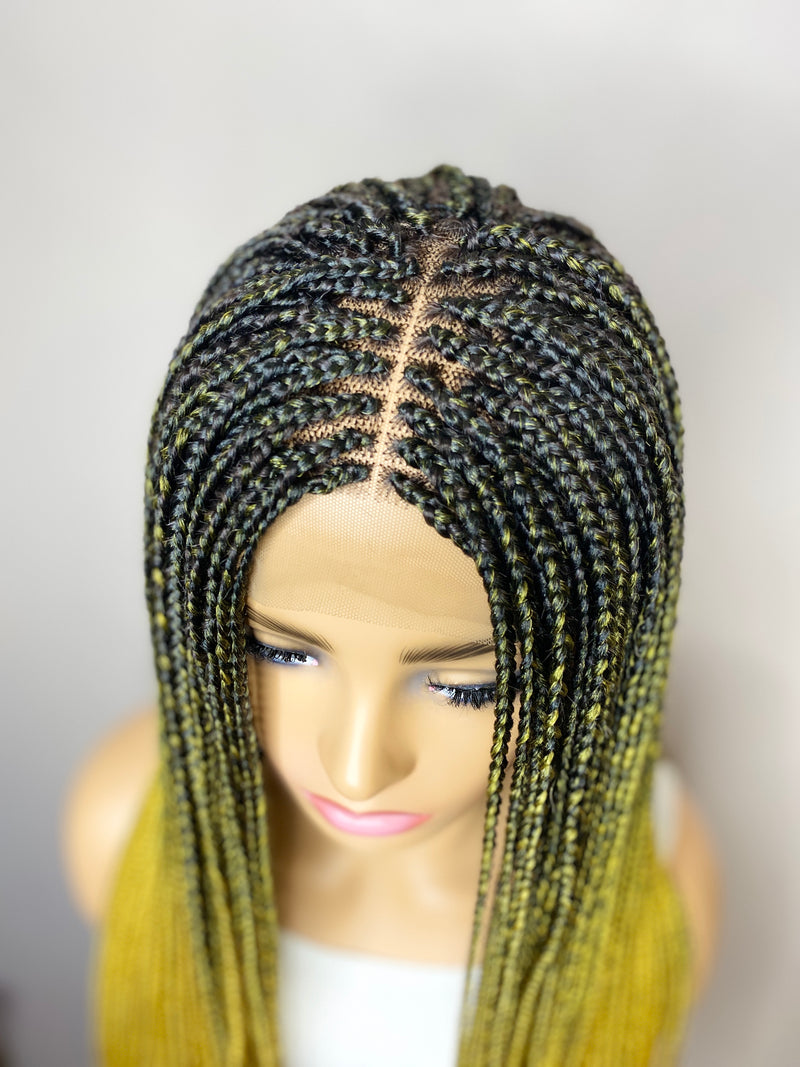 32" Middle Part Single Braid Lace Closure Wig