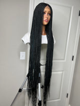 46” Middle Part Single Braid Lace Closure Wig