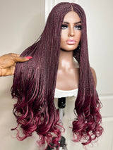 36” Curly Tip Single Braids Closure Wig