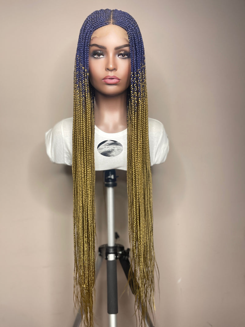 36" "Tej" Middle Part Corn Row Lace Closure Wig