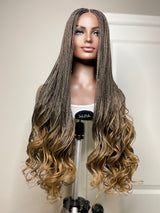 36” Curly Tip Single Braids Closure Wig