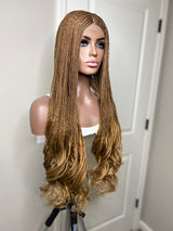 36” Curly Tip Single Braids Closure Wig